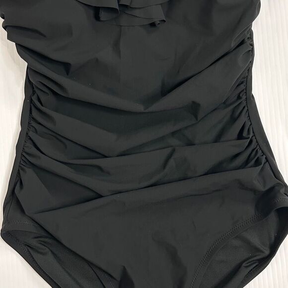 J.Crew Matte Ruched One-piece Ruffles Bandeau Swimsuit Sz 6 Removable Straps NWT - Picture 9 of 11